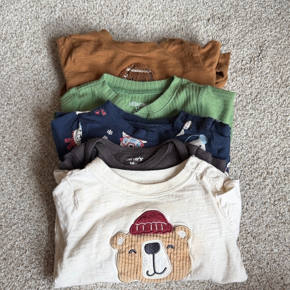 Garanimals Baby Kids Bear Graphic Bundle Onesie Shirts